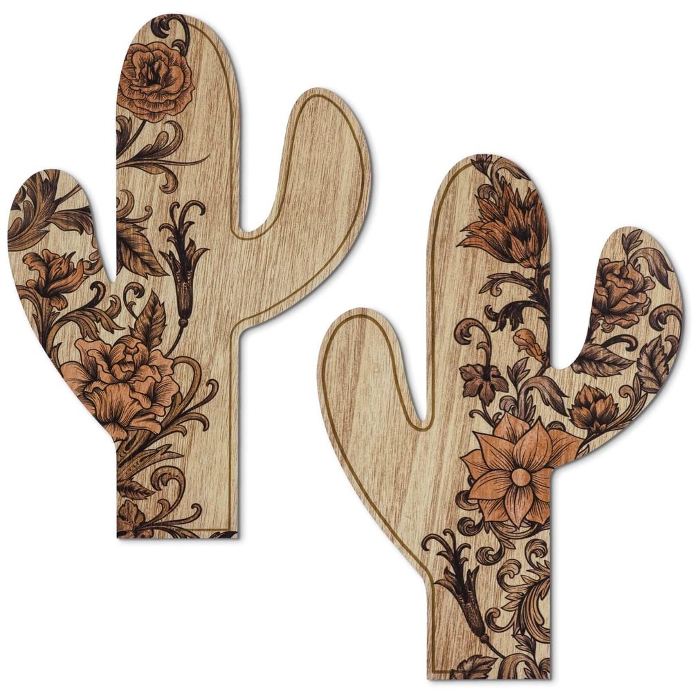 Putuo 2pcs Cactus Wall Art - Rustic Boho Western Wall Decor - Farmhouse &🐋